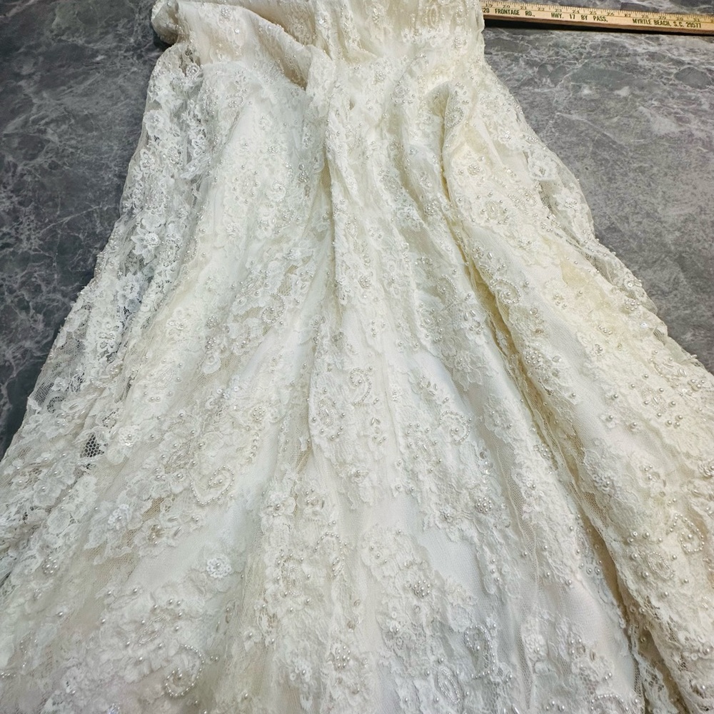 MORILEE Hand Beaded Short Sleeved Long Luxurious Wedding Gown SZ 6 $1000 MSRP - Picture 3 of 16